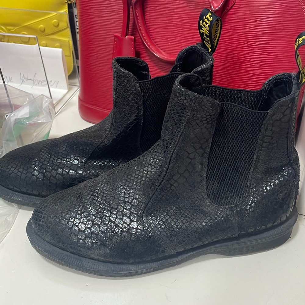 Doc marten “snake skin” suede boots